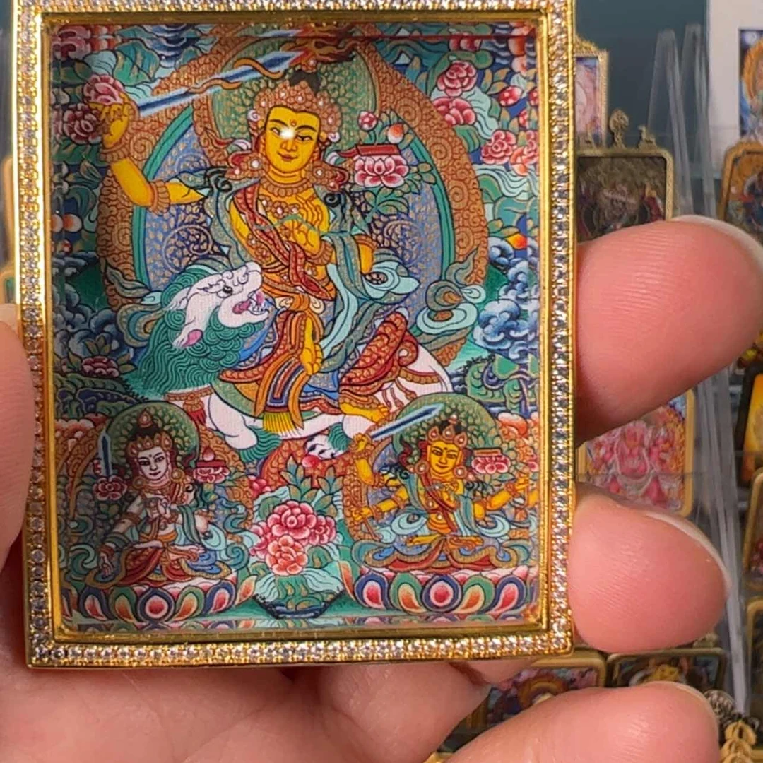 【闪购商品】吊坠金****特文殊师利菩萨唐卡绘画