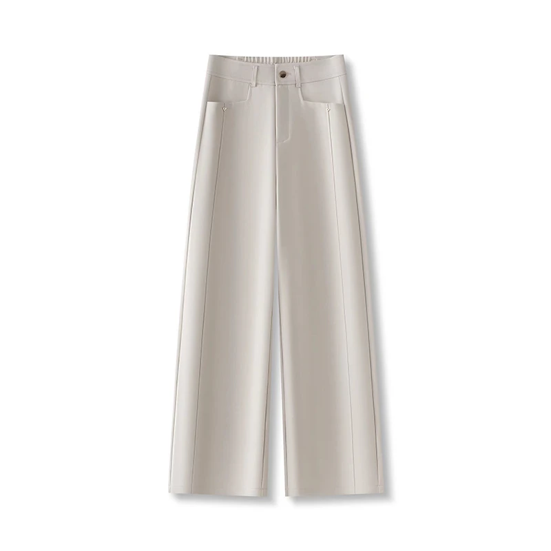 好版型 有垂感！天丝羊毛混纺窄版垂顺高腰显瘦西装直筒阔腿裤