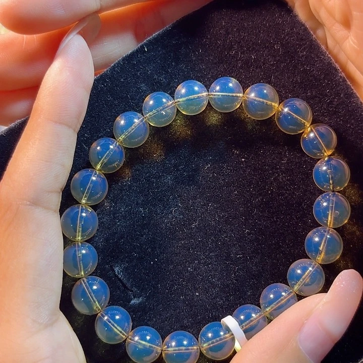 未镶嵌蓝珀珠宝奇石墨西哥蓝珀手串8