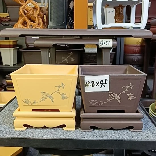 2只13.8cm花鸟小号奎面盆（配底座）