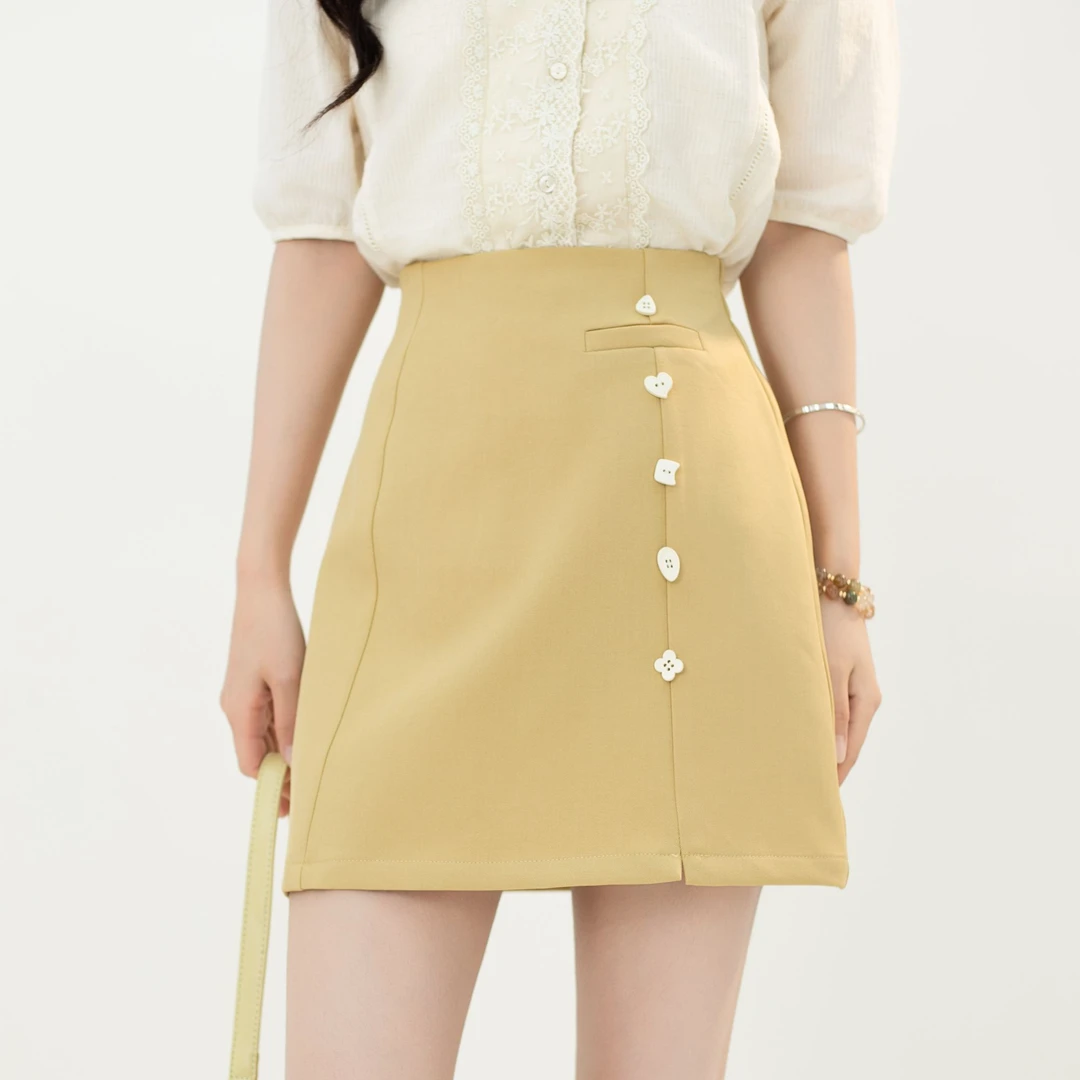 张嘉圆 【蕊洛】25年新款显瘦百搭复古气质高腰时尚法式短裙裙#4023