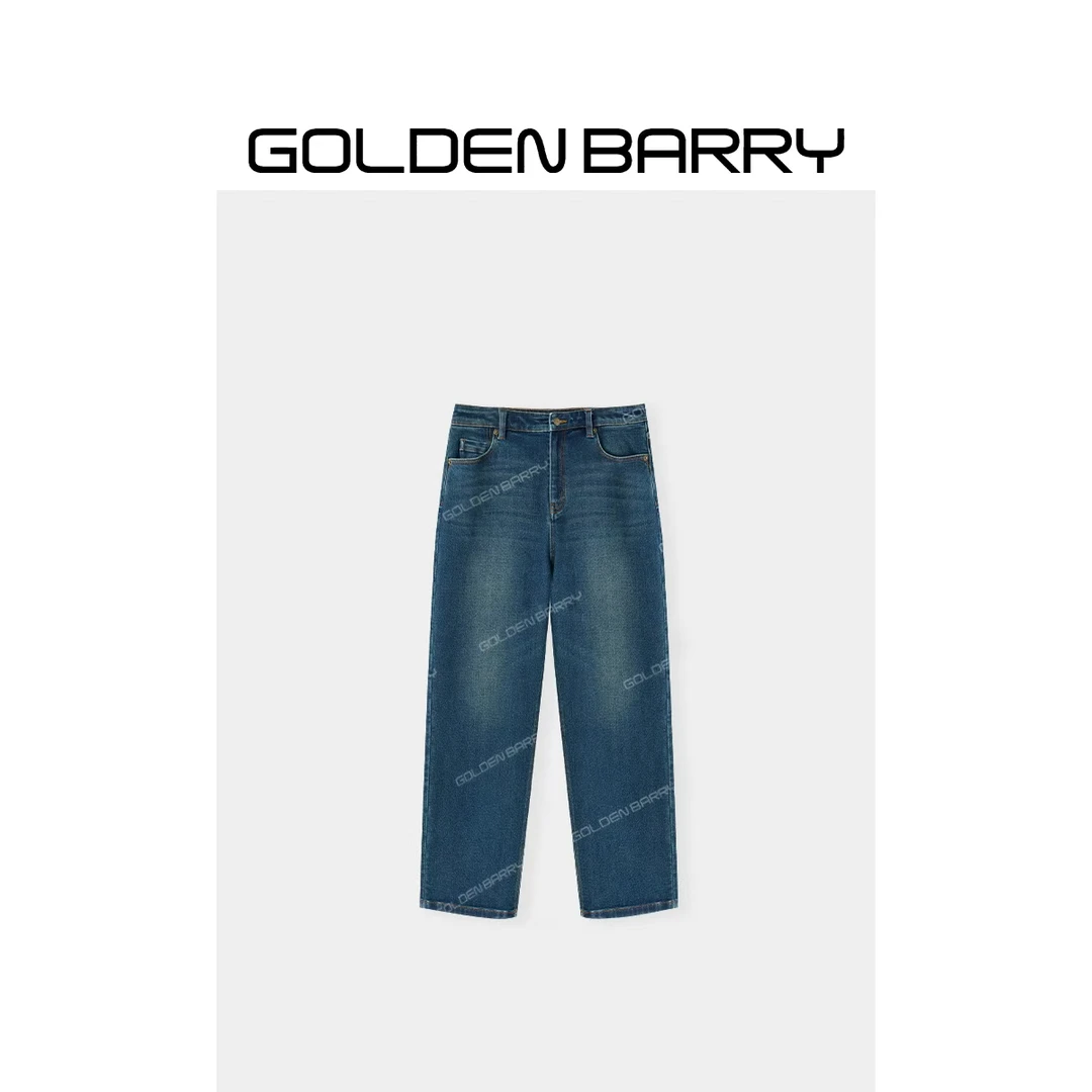 GOLDENBARRY“绒感旧时光”磨毛直筒牛仔裤503189