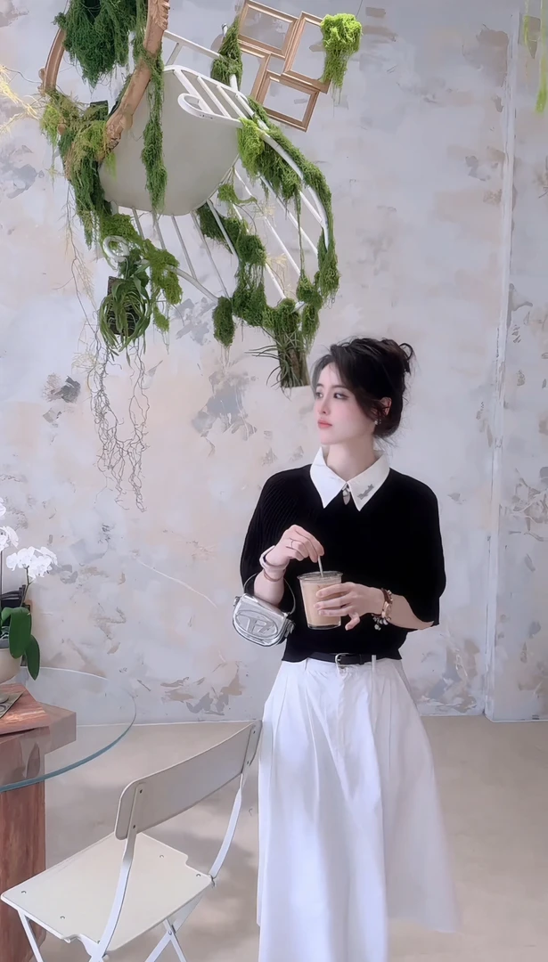 E'VAN【斗篷】夏季减龄小众针织衫圆领气质百搭显瘦洋气短袖T恤