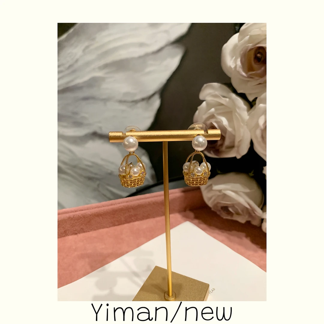 铜合金仿珍珠耳饰 新款菜篮子爆米花耳钉MZ3841