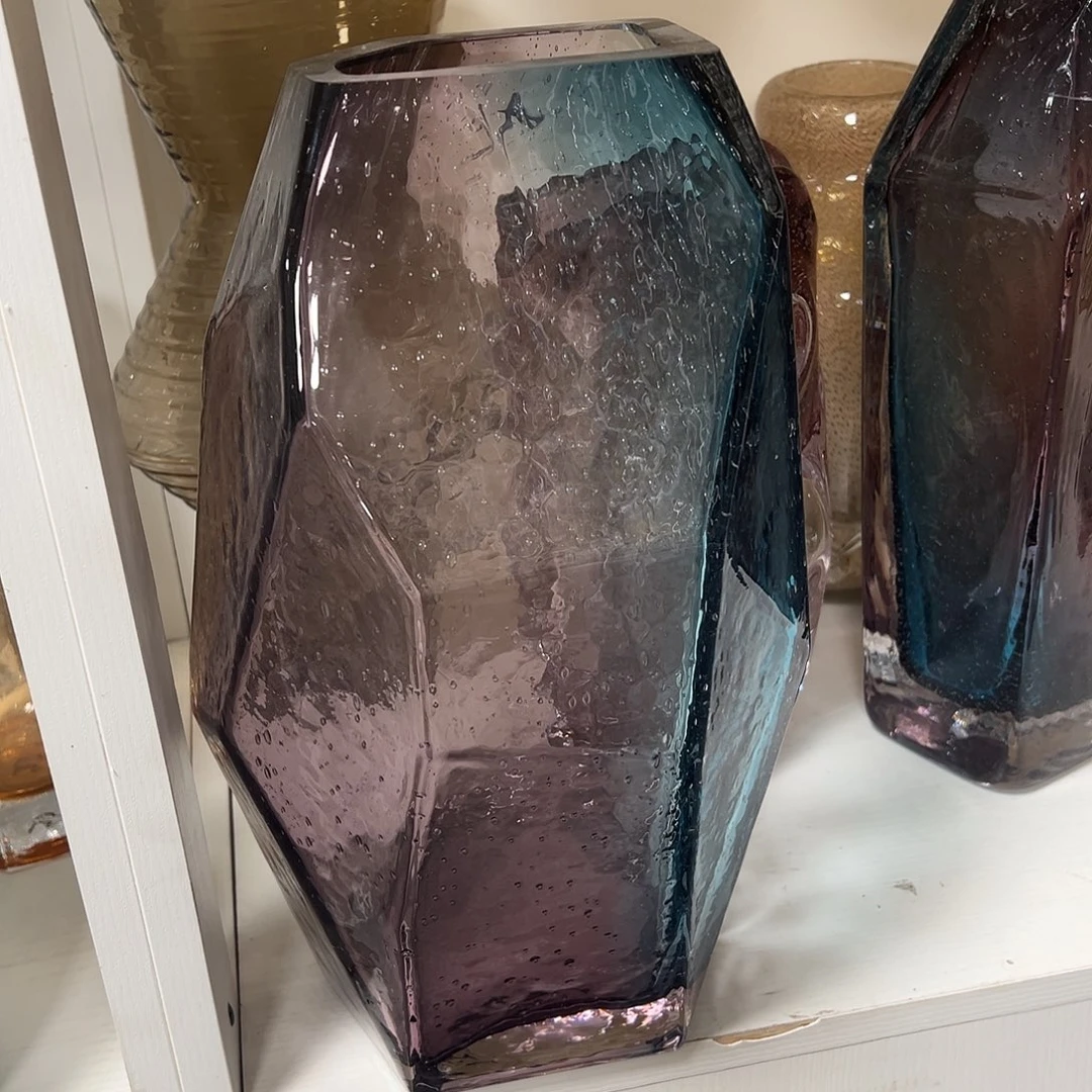 琉璃高34蓝紫密集气泡琉璃花器