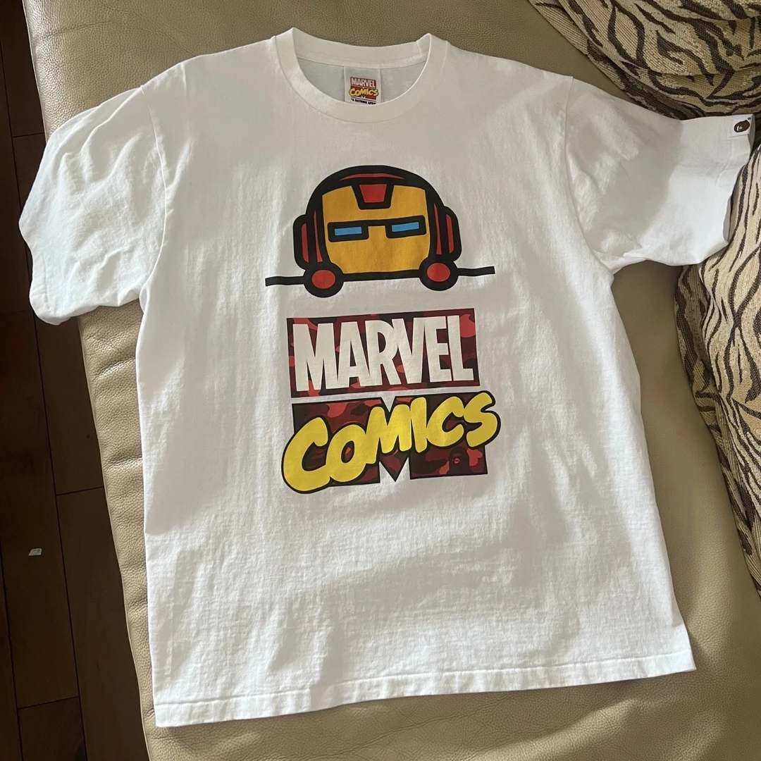 99新 Moschino/莫斯奇诺 BapeX漫威联名钢铁侠短袖S