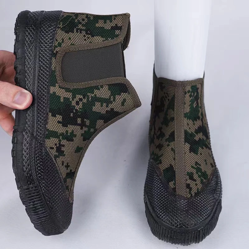一脚蹬高帮劳保鞋解放鞋男女耐磨防滑高腰帆布工作鞋透气迷彩男