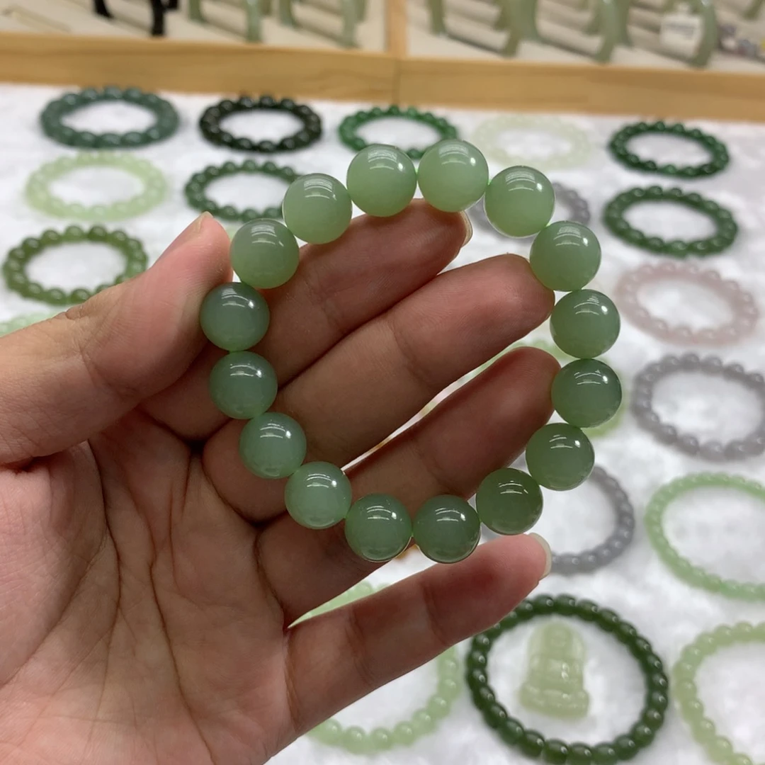 未镶嵌手串和田玉（冰晴绿12）