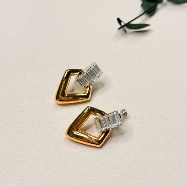 铜合金合成锆石耳饰 【六六中古】孤品复古耳夹ap6995