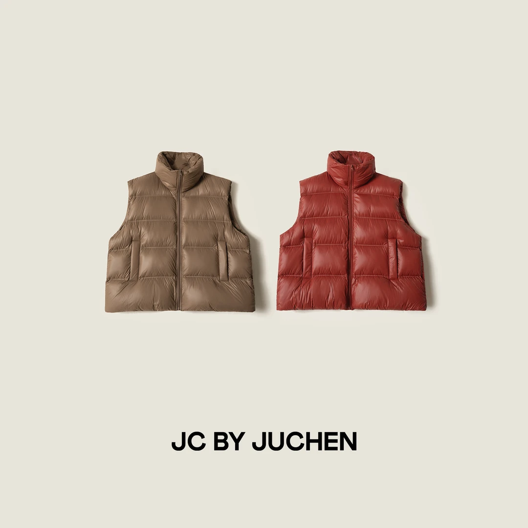 松软似泡芙五排0压立领H廓形95大朵保暖羽绒马甲 FW114005-187