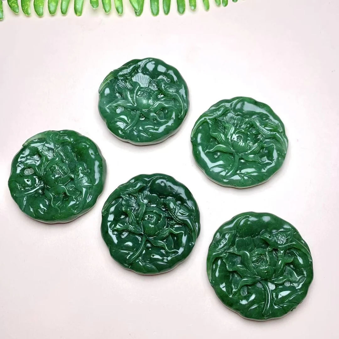 【小迪补贴】和田碧玉花开富贵吊坠多样性发货拍一发一