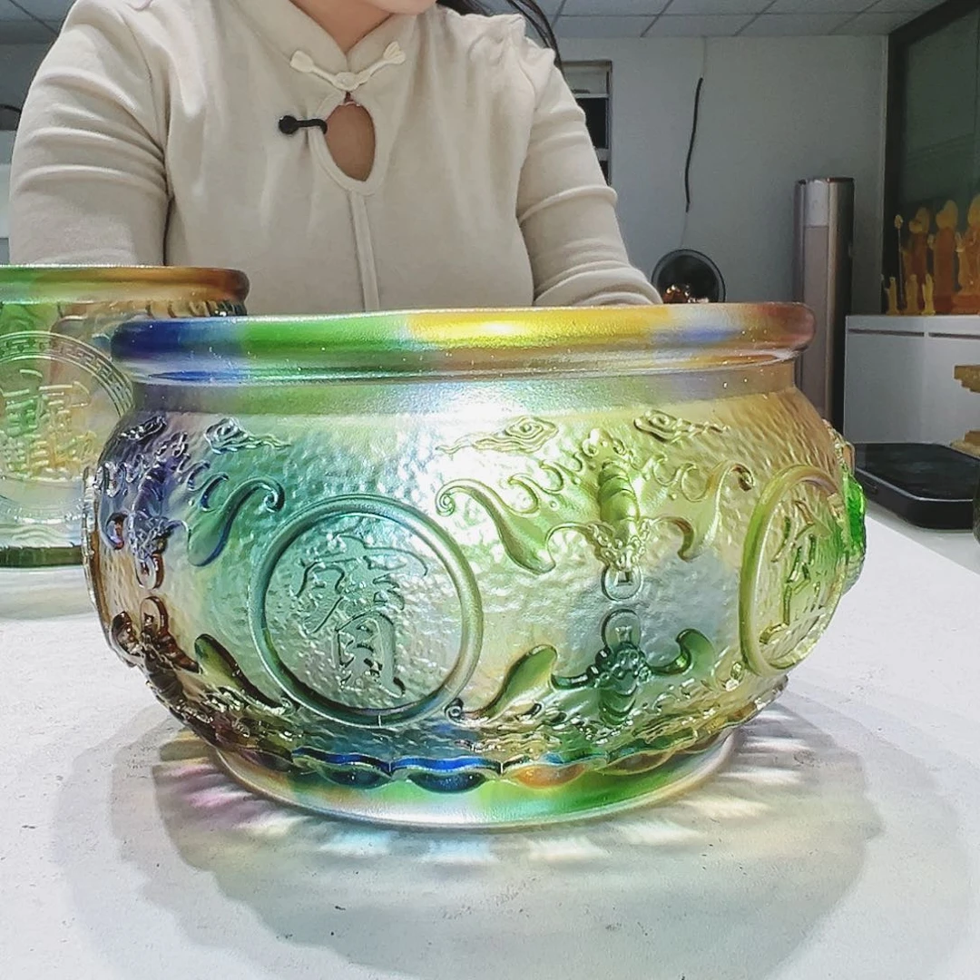 【闪购商品】手工艺品琉璃福在眼前聚宝盆中号