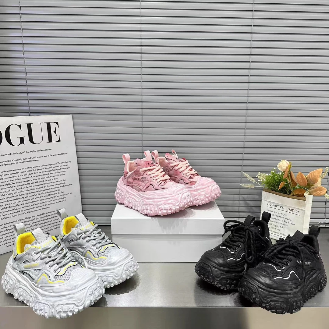 爆款松糕轮胎老爹鞋女2025春季新款炸街时尚百搭运动休闲鞋溶解鞋