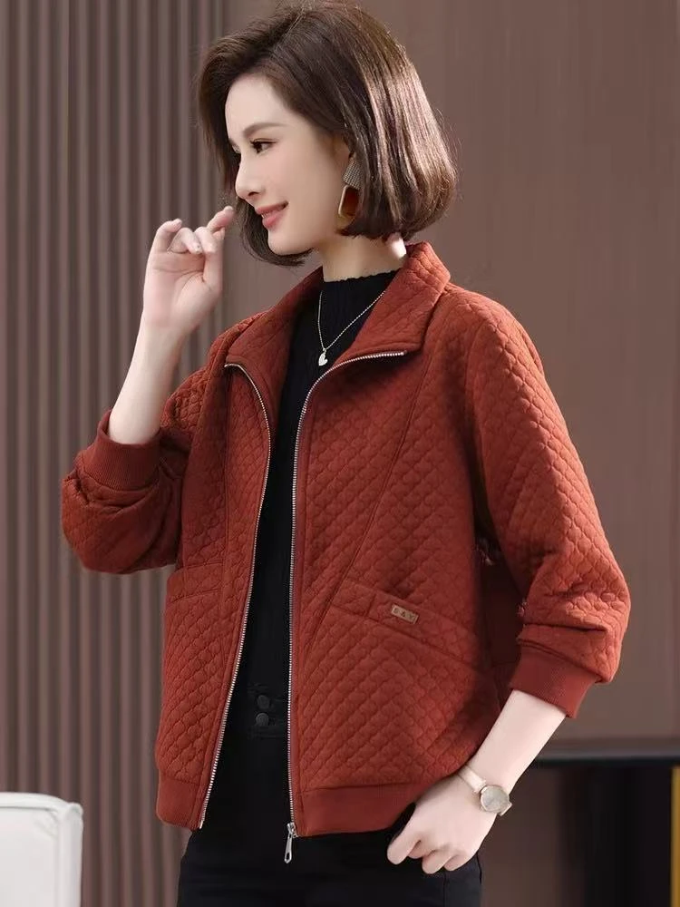 2025春季新款时尚棒球服女装外套纯色洋气韩版百搭休闲妈妈装上衣