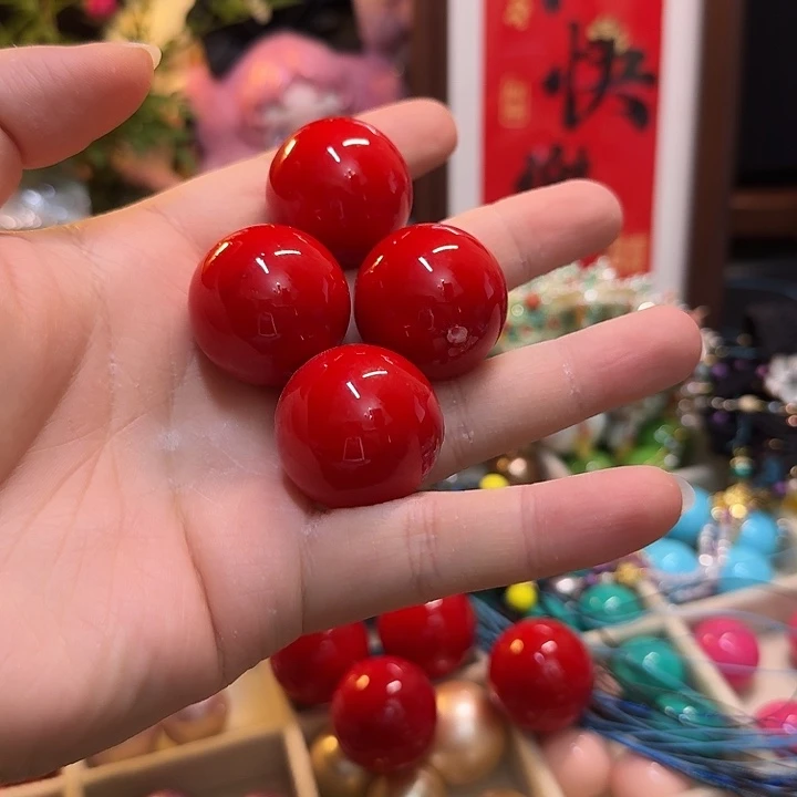 28mm中国红 刀马旦脸珠半成品