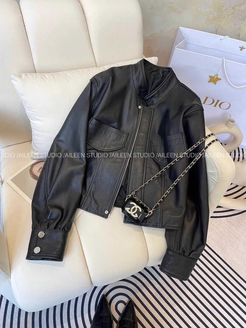 2025秋装新款黑色皮衣外套女短款高级感气质洋气百搭pu皮夹克上衣