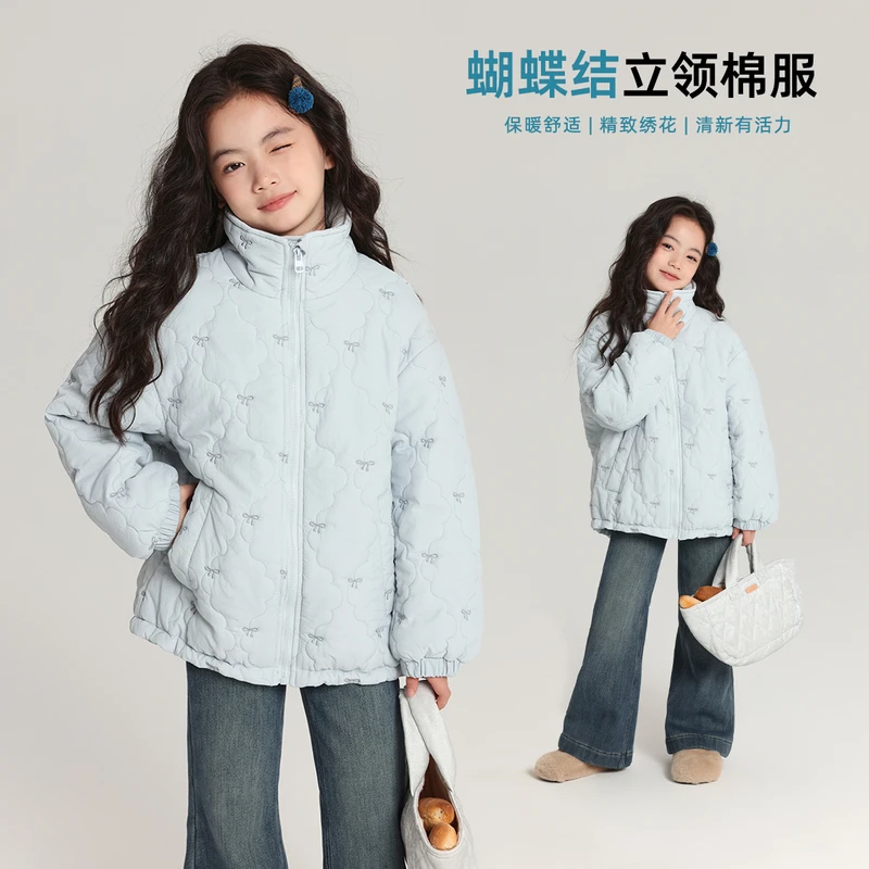 布丁哈鲁【蝴蝶结】女童简约百搭轻薄款棉服2025新款G54CB435