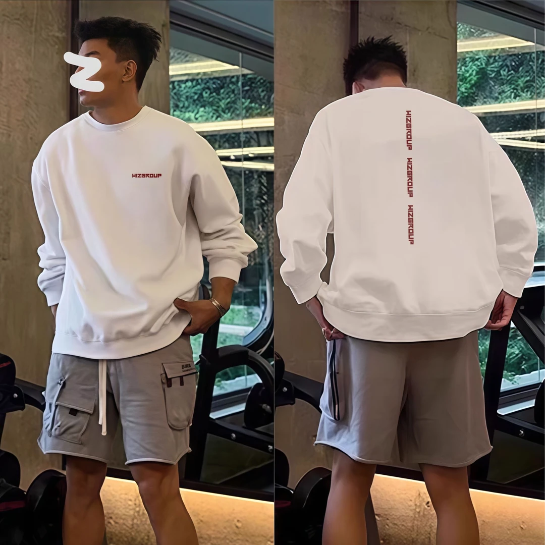 【重磅500G】男士卫衣2025新款秋冬美式潮牌宽松简约男休闲加绒长袖