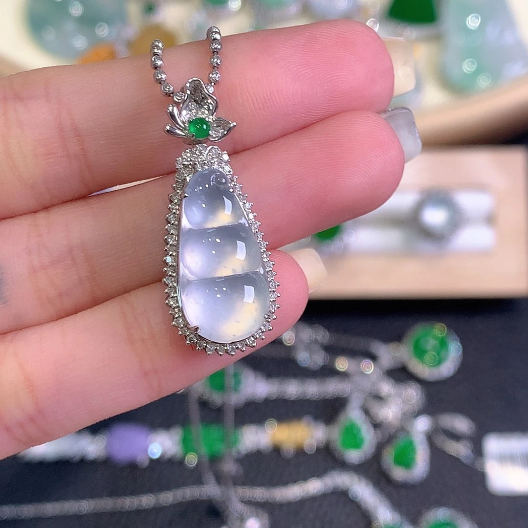 翡翠18K金镶嵌吊坠(不含链)团购20