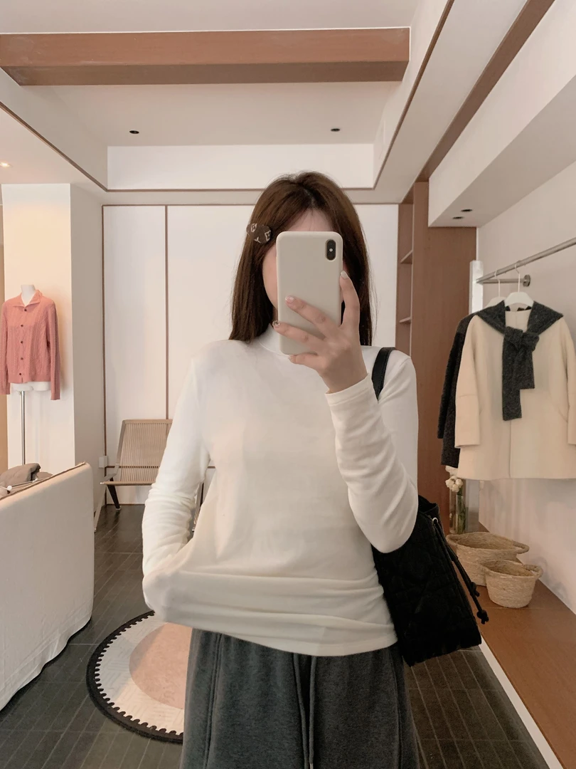 漫姐的店【搭配好手】25新款半高领上衣显瘦秋冬百搭长袖羊毛打底衫