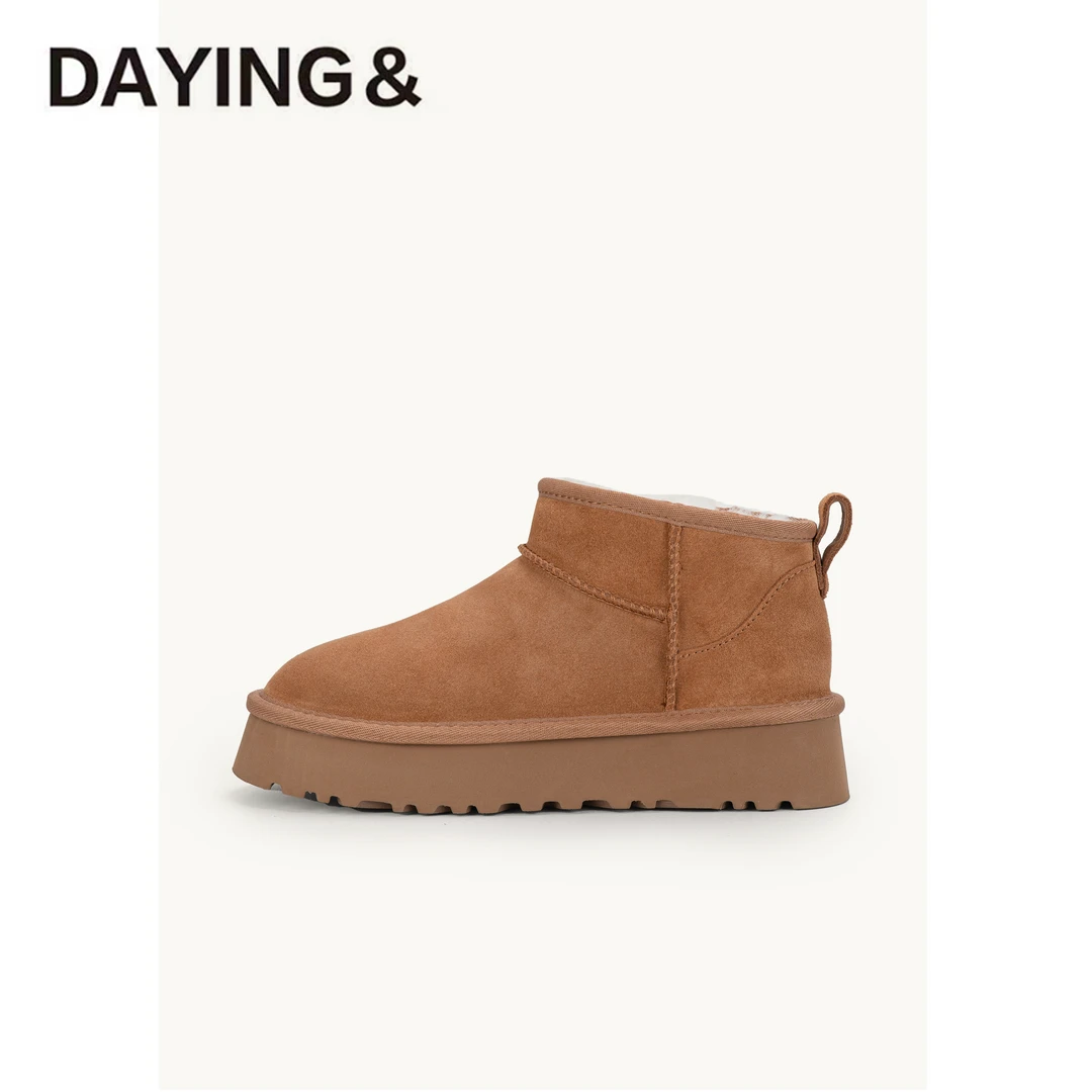 【羊皮毛一体-覆膜牛皮】MINI迷你厚底4CM-桑坡保暖冬季雪地靴