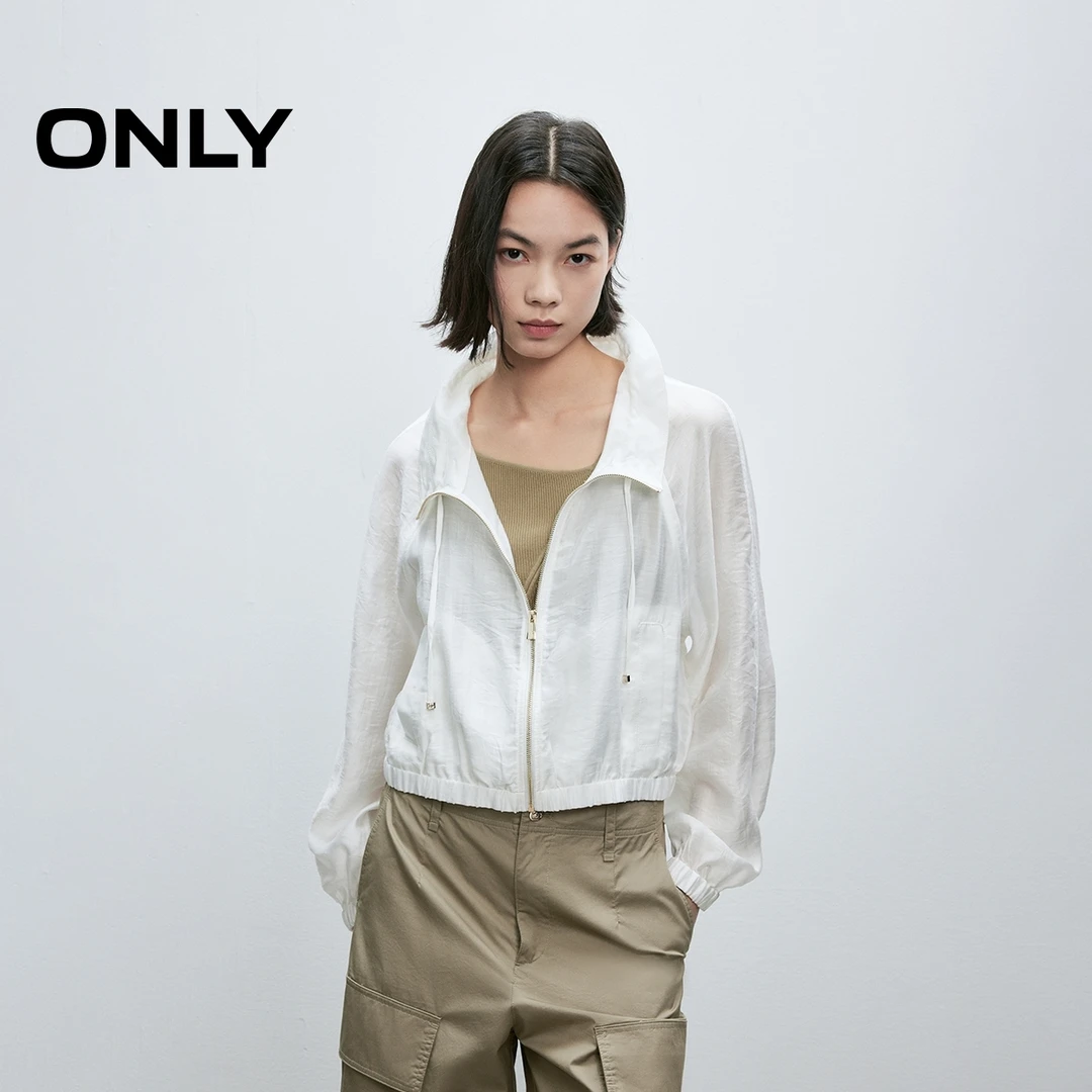 ONLY2025秋季新款通勤百搭纯色立领宽松短款外套女|125136036