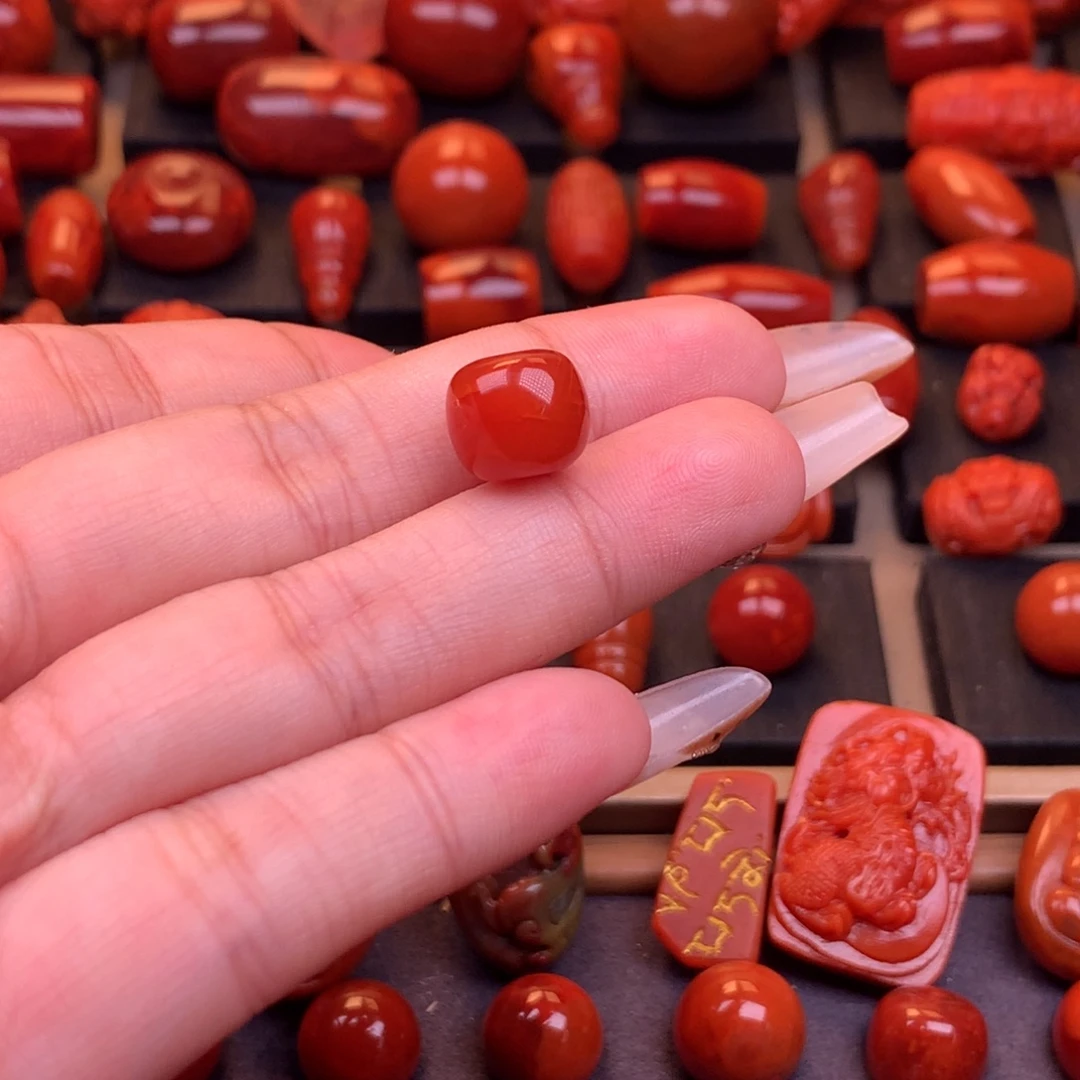 南红玛瑙未镶嵌川料原矿老型单珠11mm