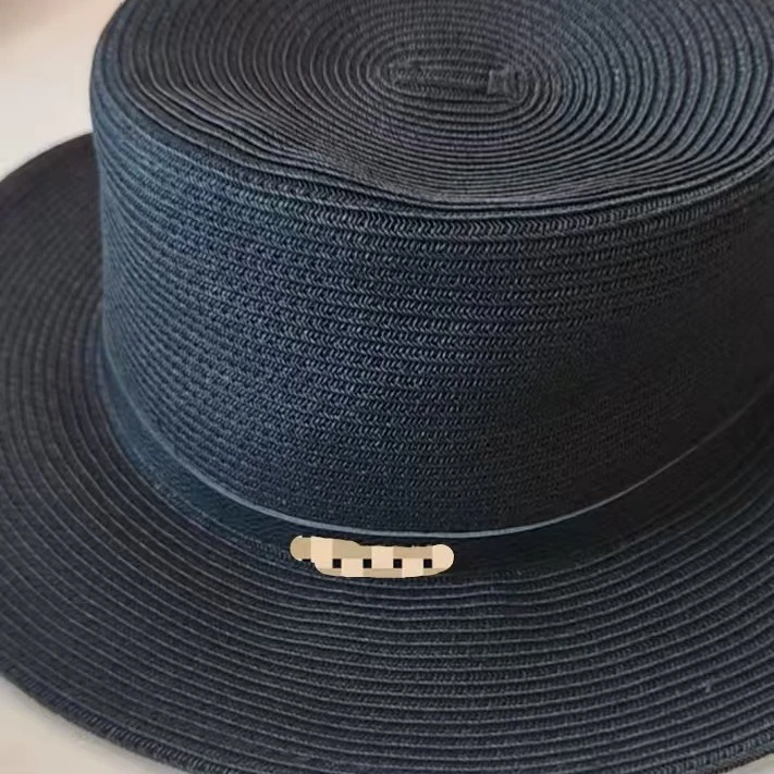 草帽平顶夏季帽子春季度假风草帽女士沙滩帽礼帽白色太阳帽