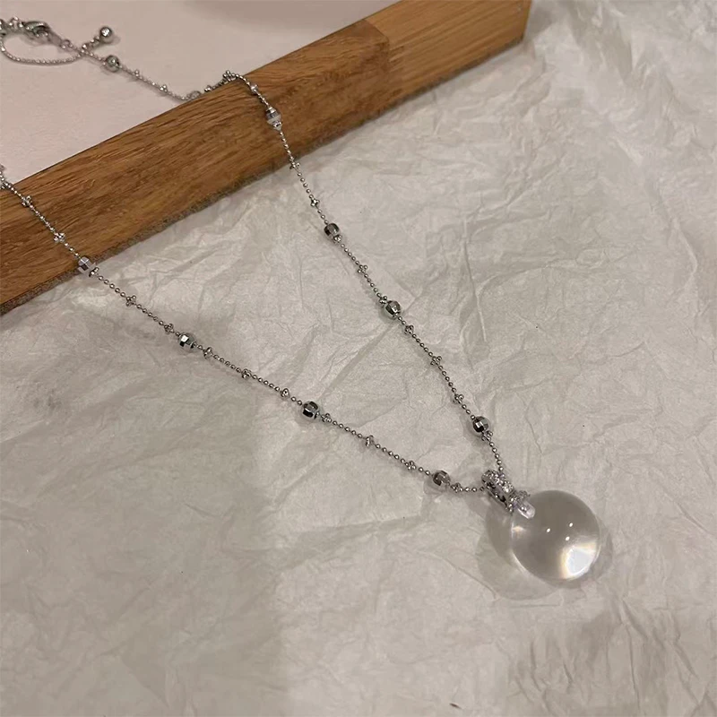 铜合金项链 小灯泡圆珠吊坠锁骨链女清冷感轻奢简约气质配饰9963