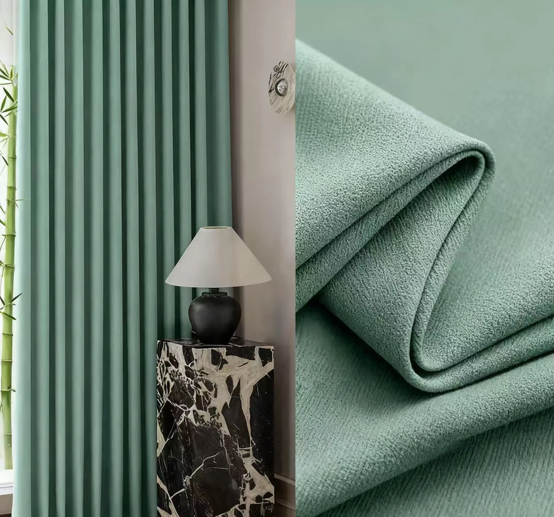 【太古里】马尔斯绿雪尼尔遮光加厚卧室窗帘新款