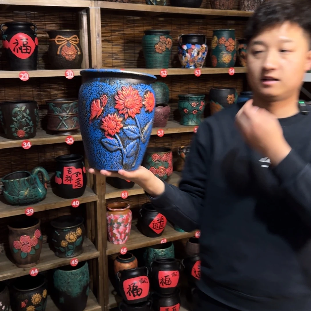 带孔高端浮雕花盆炸炸炸