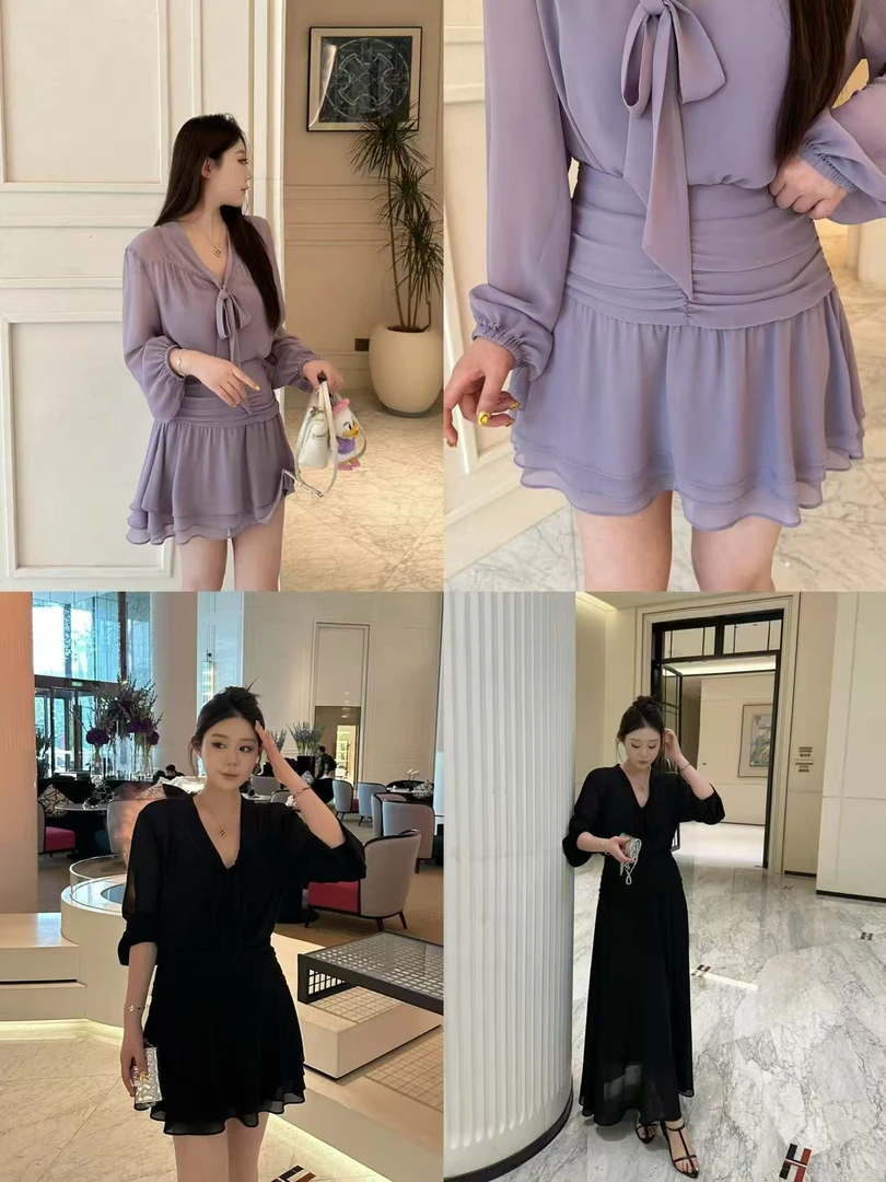 琪琪怪怪大码女装【仲夏夜之梦】法式防晒衬衫+褶皱半身裙T27197QQ