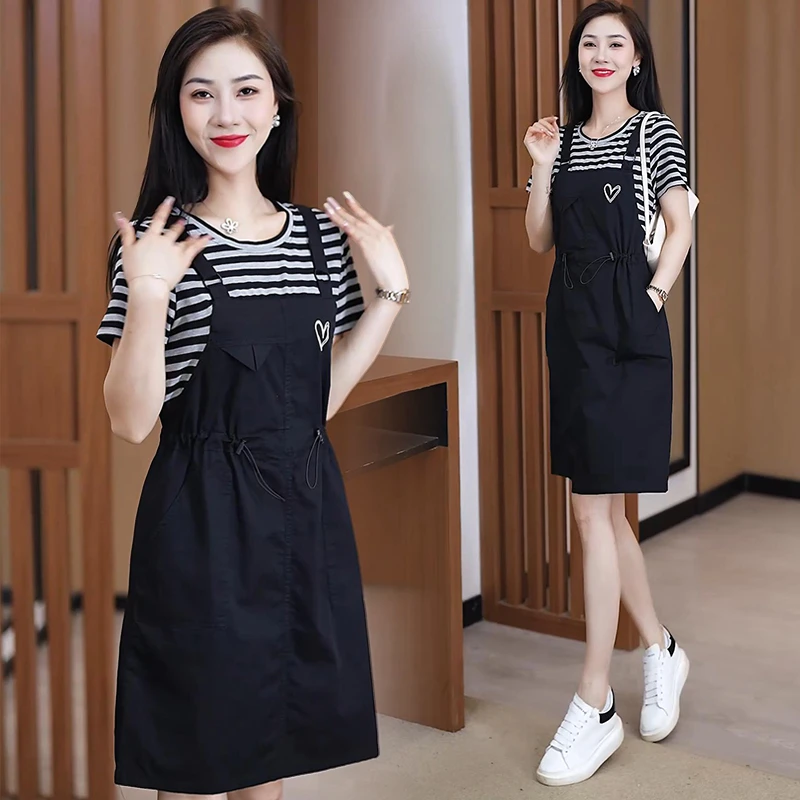 纯棉气质减龄背带裙女2025年夏季新款小个子休闲洋气系带连衣裙潮