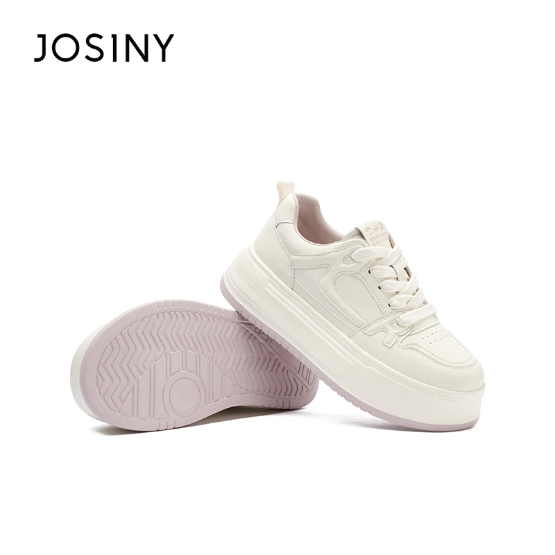 卓诗尼低帮系带休闲板鞋女2025春秋新款圆头平底小众百搭运动鞋