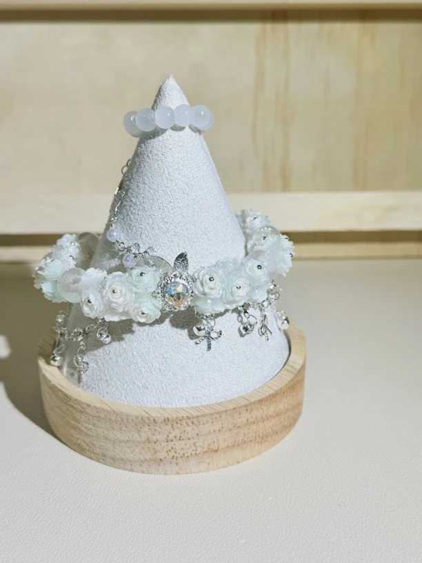 非金属树脂手链 白色少女风奢华植物花卉紫色轻奢灰月光千金风