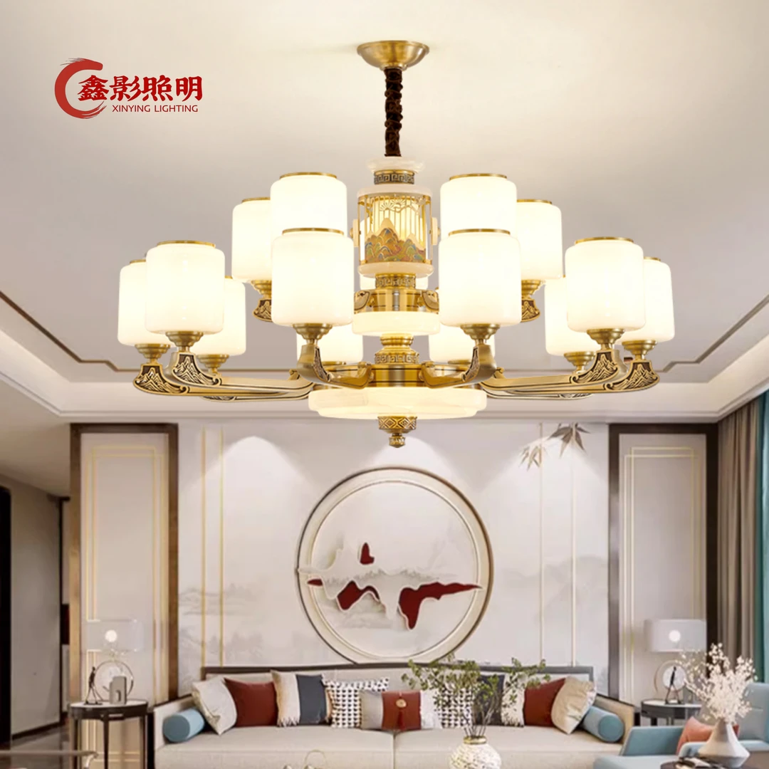 高端客厅吊灯新中式全铜复式楼大吊灯大气餐厅中国风灯酒店家用