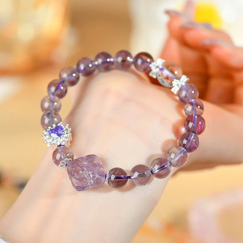 紫水晶九尾狐方牌手链新中式原创女士直播爆款手串饰品