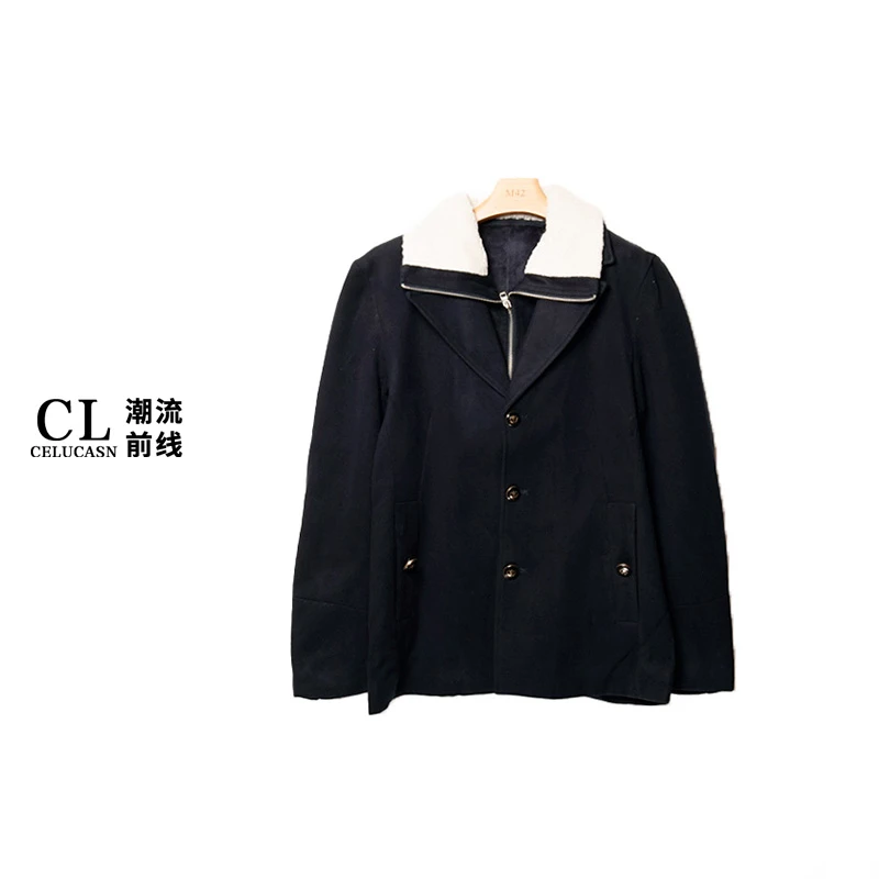 P6VIN169#秋冬新款中长款加厚款商务男士外套夹克上衣