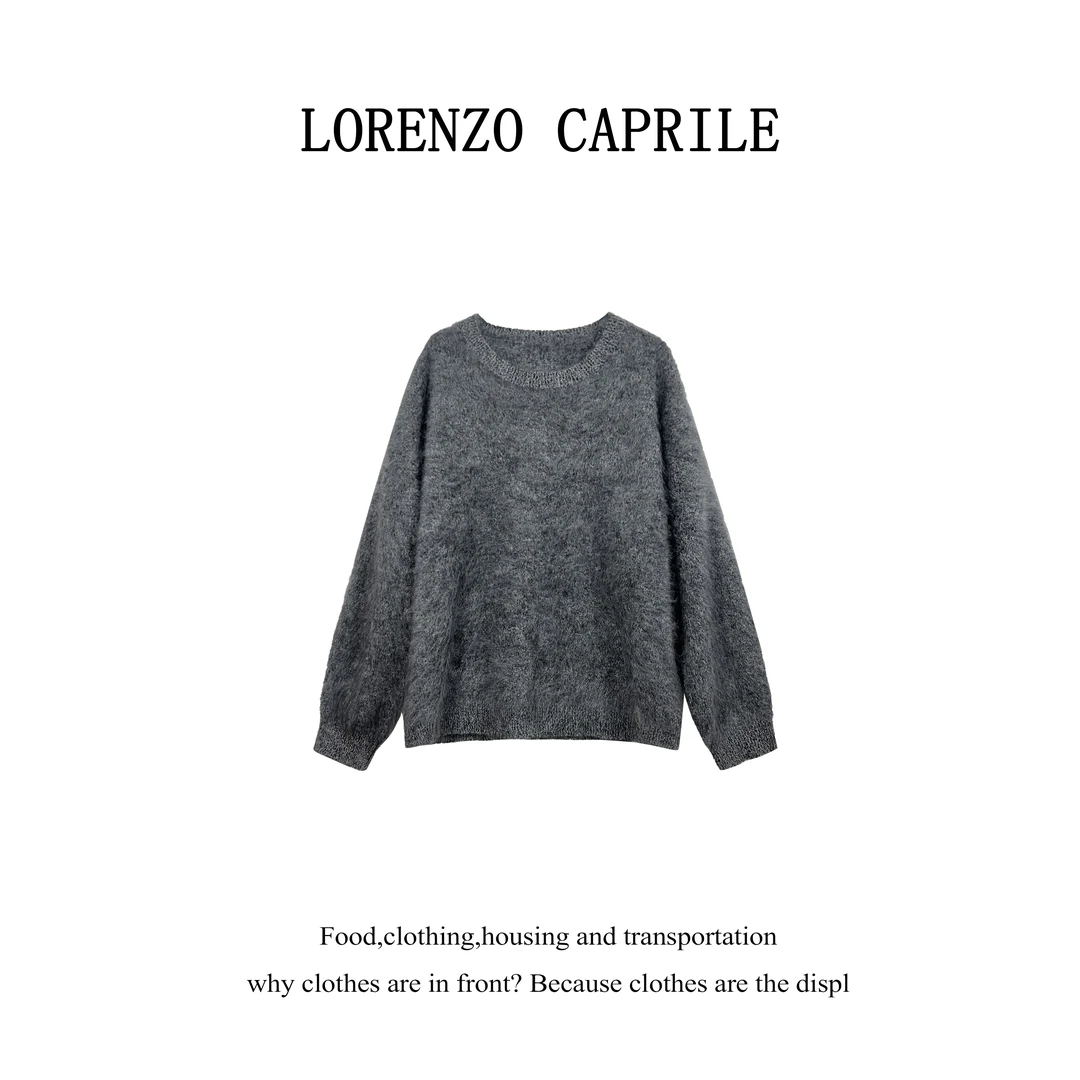 【广口唐专属】LC402-秋冬氛围感羊毛拉绒厚款宽松型圆领套头款