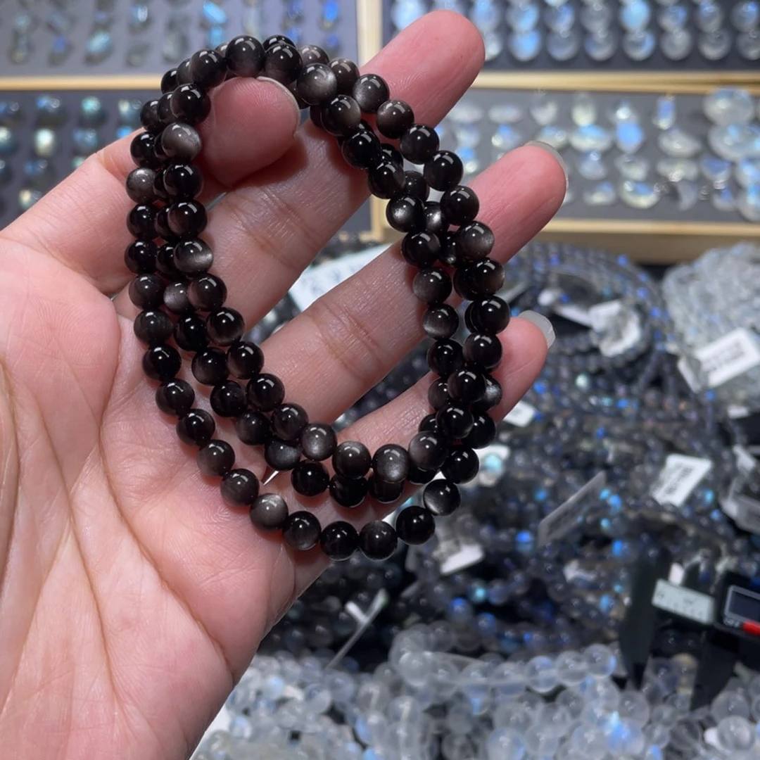 水晶手链未镶嵌银耀石多圈手链6.2m