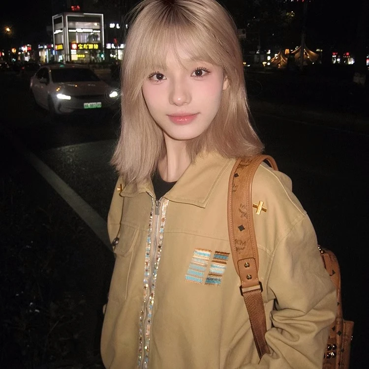 初春外套女设计感小众宽松显瘦刺绣情侣款翻领夹克工装服女士