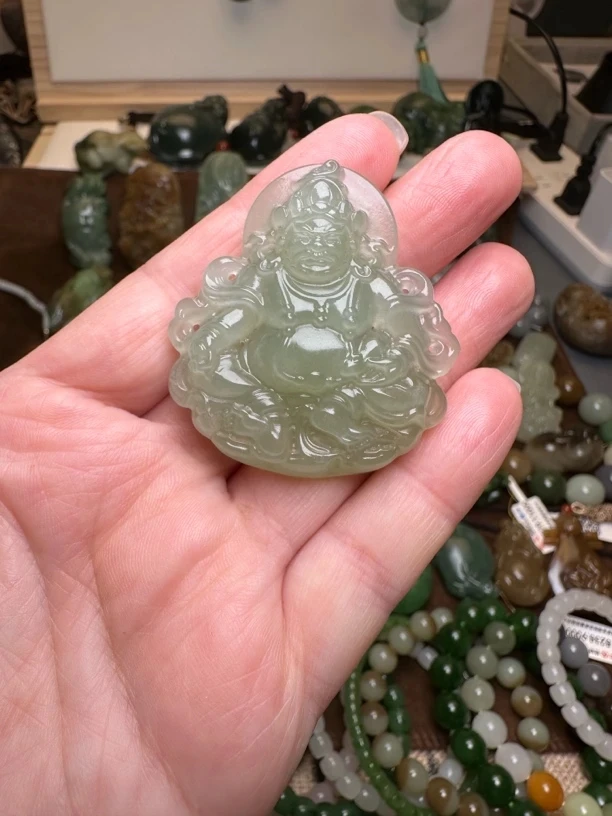 和田玉黄财神吊坠