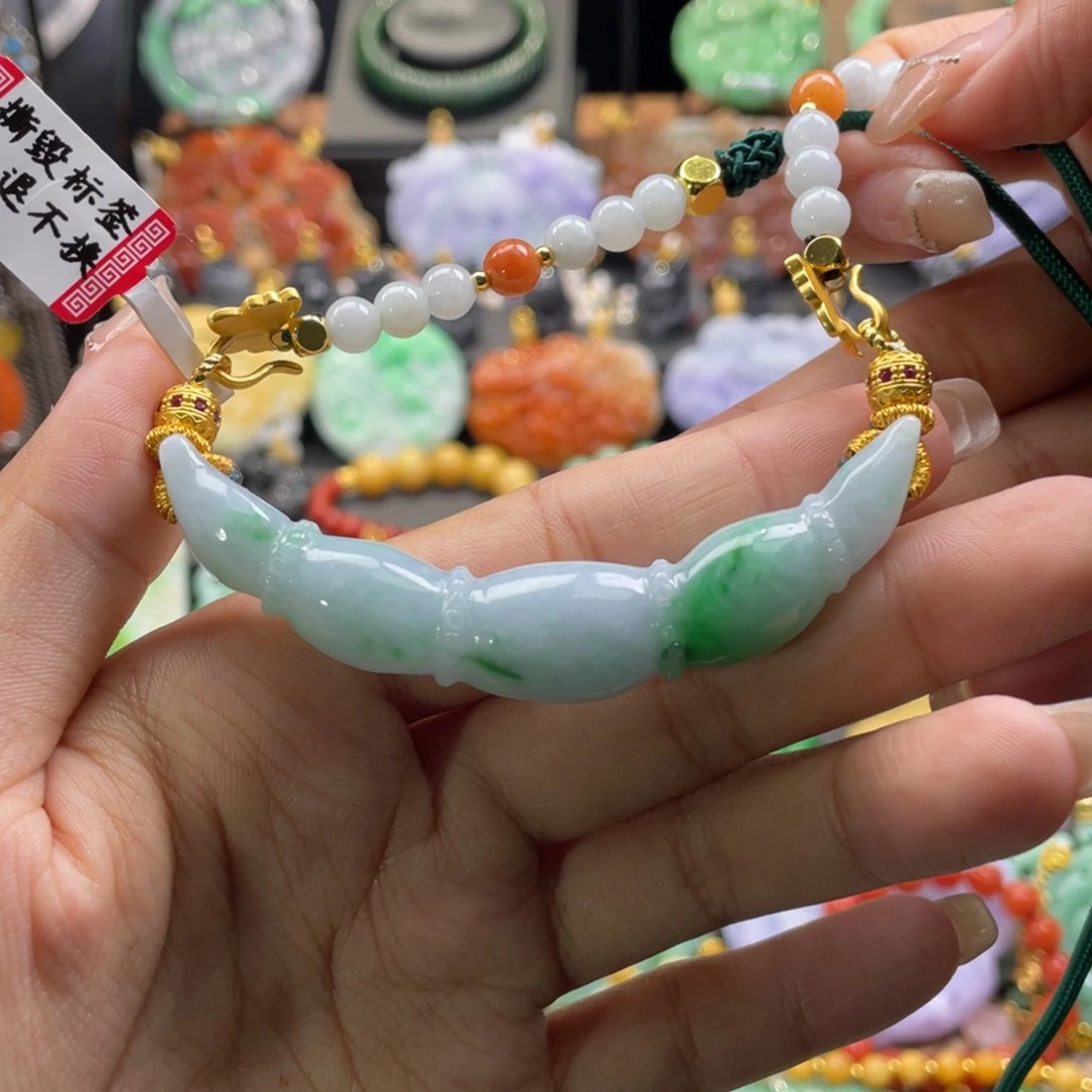 翡翠未镶嵌颈饰代编织