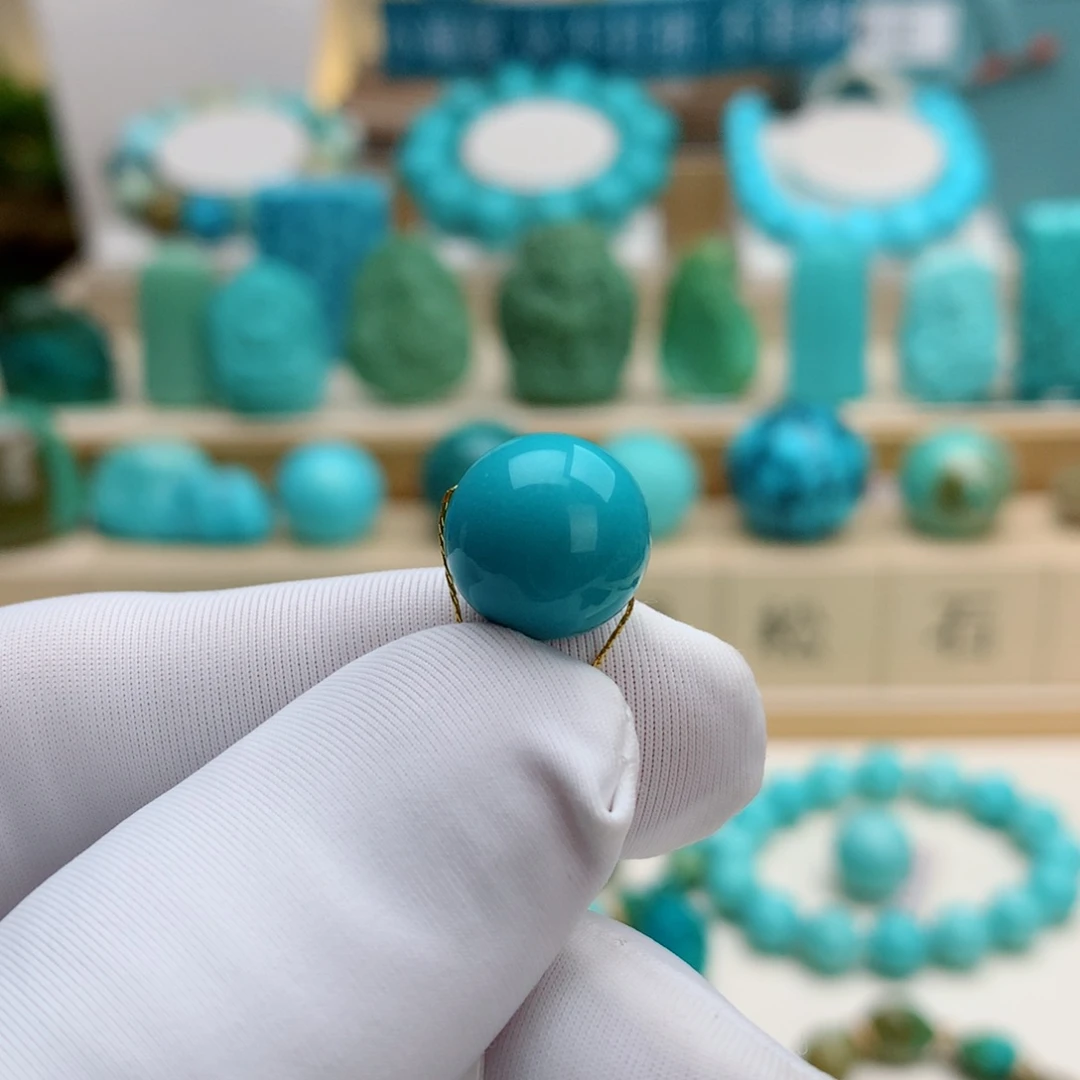 绿松石未镶嵌挂件精品圆珠