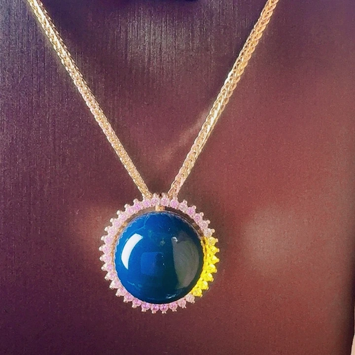 琥珀银S925镶嵌颈饰多米尼加