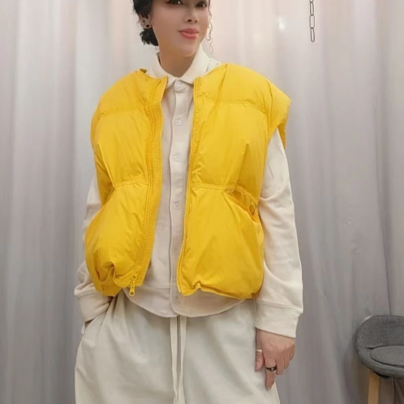2025冬季新款马甲短款圆领加厚宽松背心坎肩外套