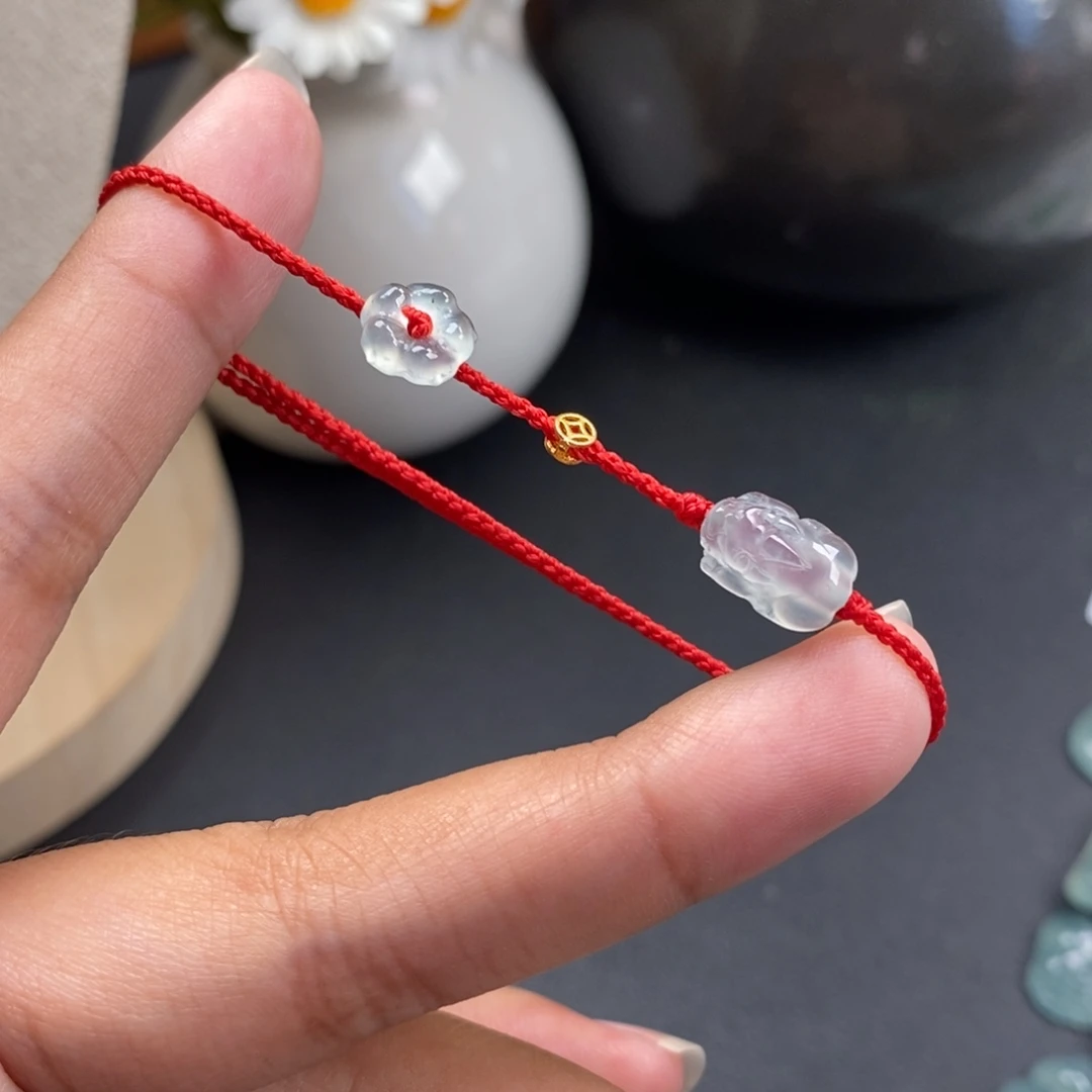 翡翠散珠貔貅花花手绳