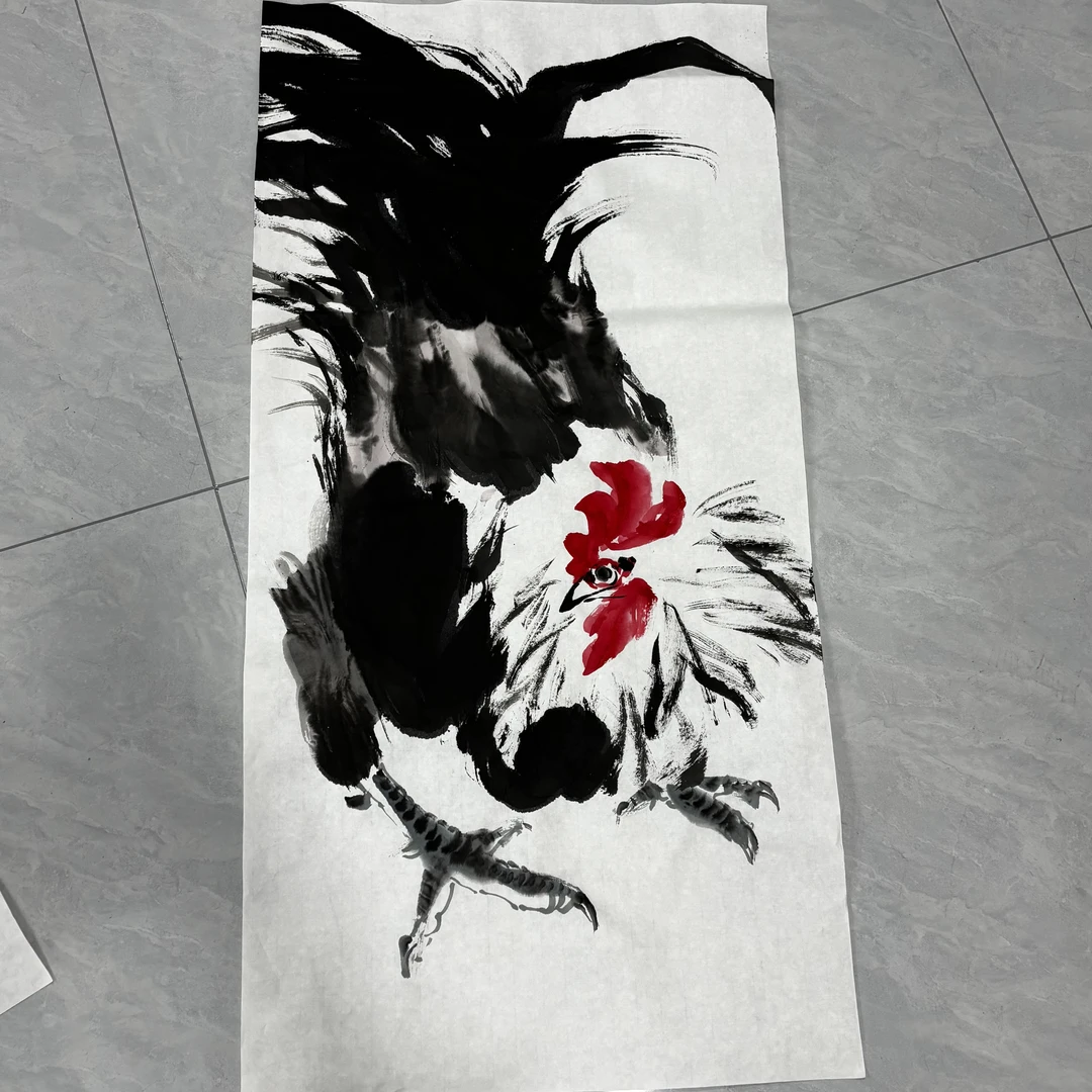 写意纯手绘国画公鸡三尺客厅中式古风挂画