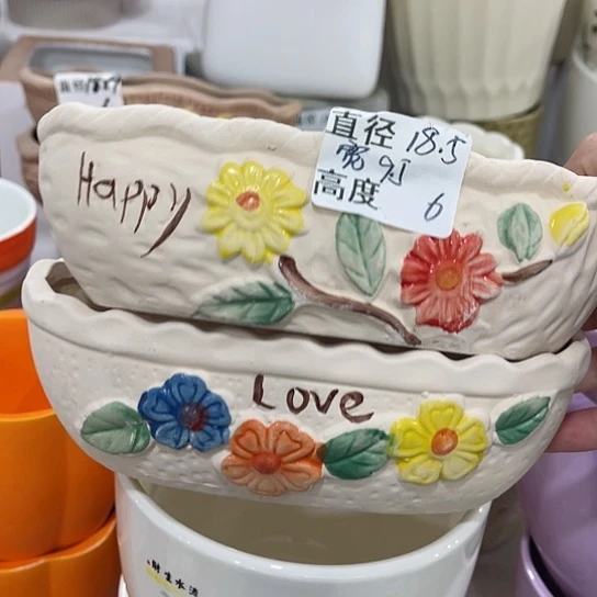 多肉绿植陶瓷花盆9.9包邮，有孔