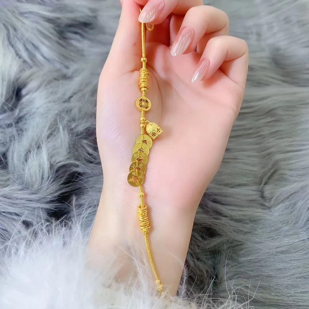 【伟新源】足金999  古法工艺 五帝币手链15.77克